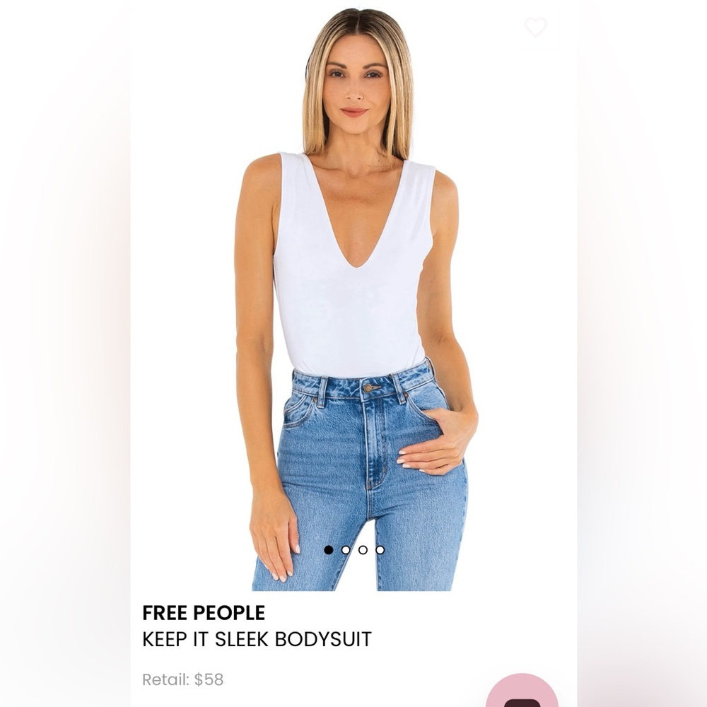 Free people White VNeck body suit